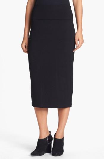 Women's Eileen Fisher Foldover Waist Straight Skirt, Size - Black