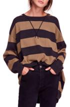 Women's Free People Surfin' On Your Stripes Cotton Crewneck Top /small - Black