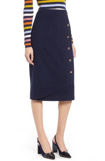 Women's Halogen X Atlantic-pacific Wrap Pencil Skirt - Blue