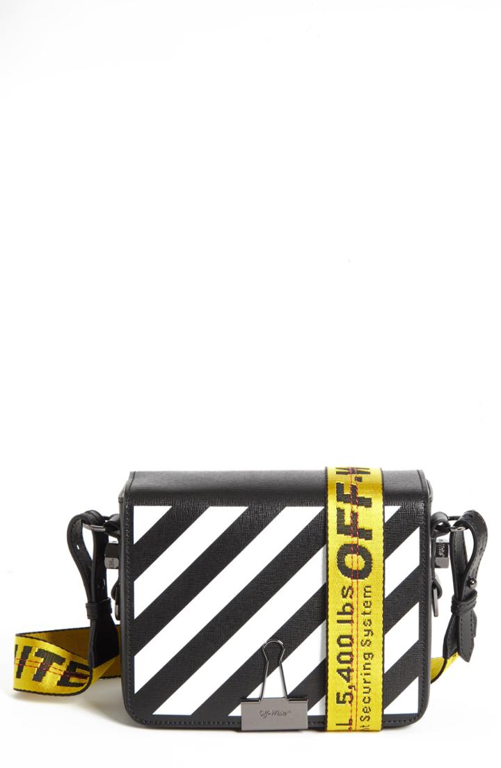 Off-white Diagonal Stripe Mini Flap Bag - Black