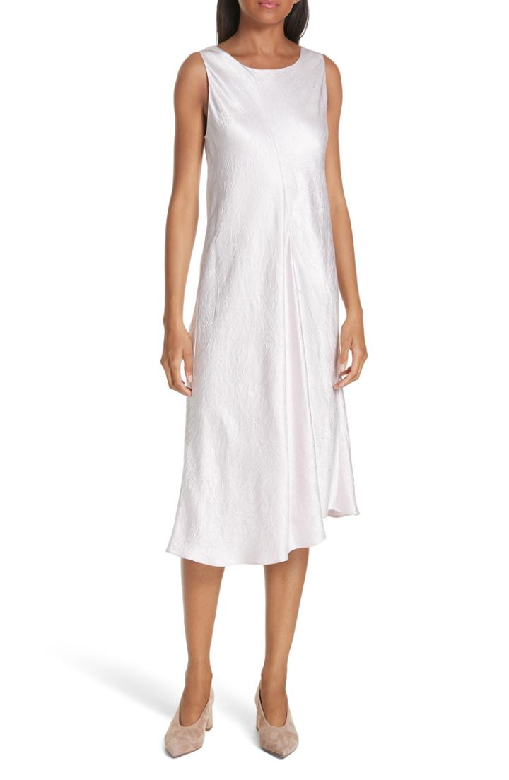 Women's Vince Asymmetrical Crinkled Satin Dress - White