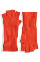 Women's Halogen Cashmere Fingerless Gloves, Size - Red