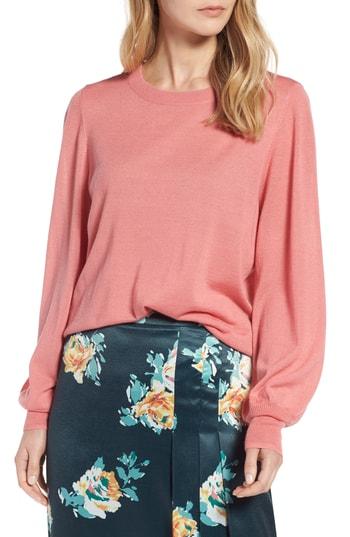 Women's Halogen Puff Sleeve Sweater - Pink