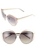 Women's Linda Farrow 62mm 22 Karat Gold Trim Cat Eye Sunglasses - Pink/ Light Gold/ Grey
