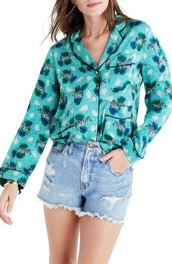 Women's Madewell Silk Pajama Shirt