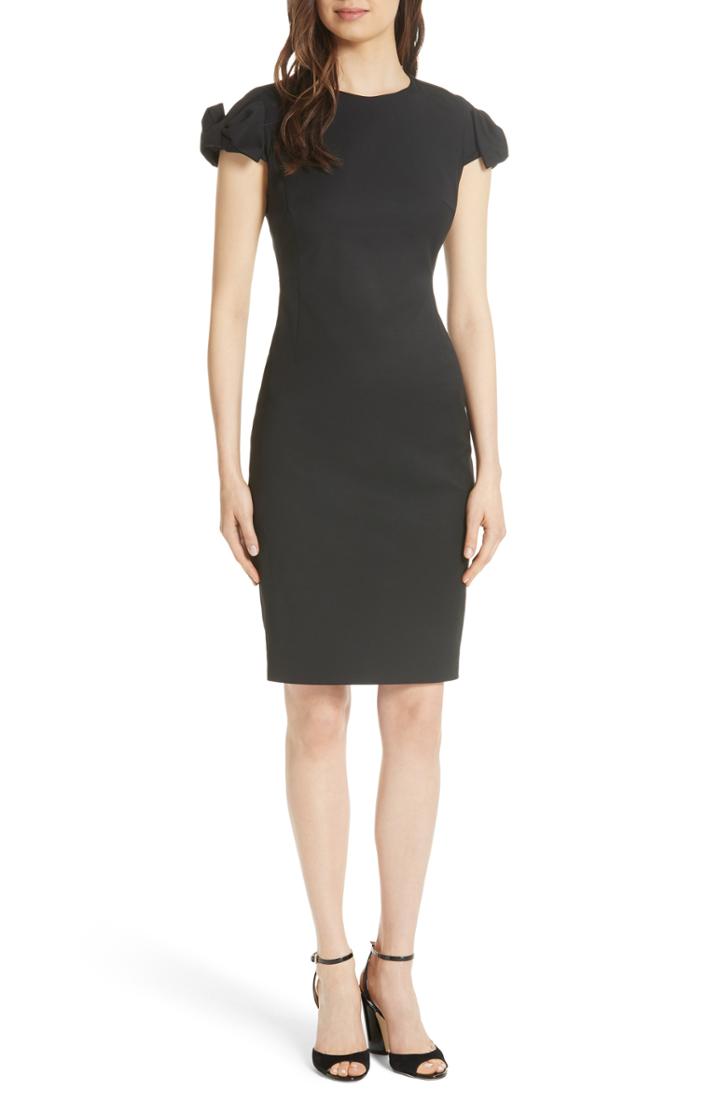 Women's Vince Camuto Sheer Yoke Shift Dress, Size - Black