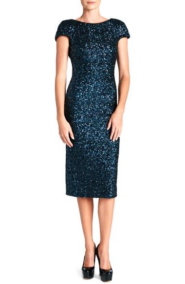 Women's Dress The Population 'marcella' Open Back Sequin Body-con Dress - Blue