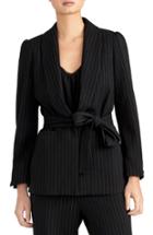 Women's Rachel Roy Collection Pinstripe Puff Sleeve Belted Blazer - Black