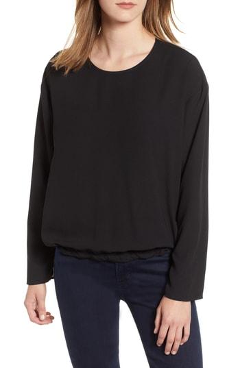 Women's Trouve Draped Back Tie Blouse - Black