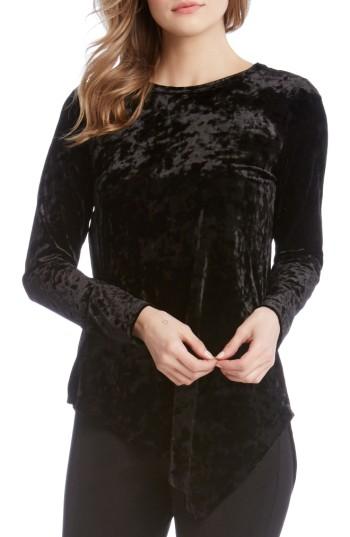 Women's Karen Kane Asymmetrical Hem Velvet Top - Black