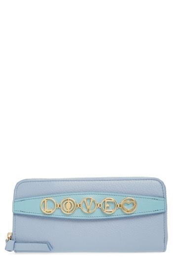 Women's Chloe Messages Love Zip Around Leather Wallet - Blue