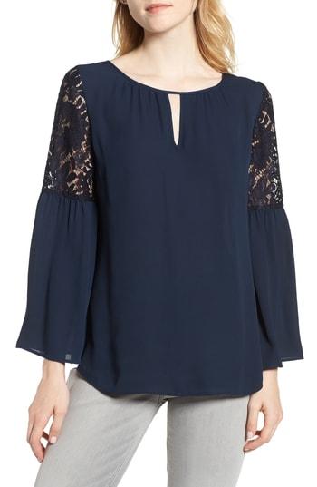 Women's Chelsea28 Lace Bell Sleeve Top, Size - Blue