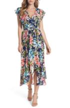 Women's Eliza J Ruffle Floral Faux Wrap High/low Midi Dress - Blue