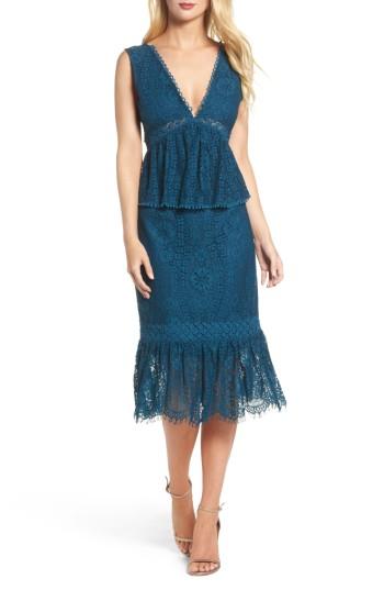 Women's Foxiedox Emilia Lace Peplum Midi Dress - Blue