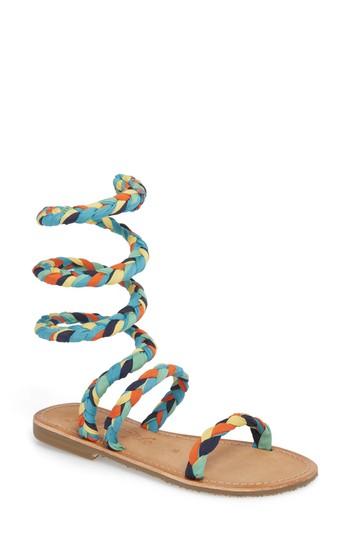 Women's Free People Havana Embellished Wraparound Gladiator Sandal Us / 36eu - Blue
