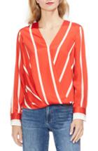 Women's Vince Camuto Stripe Faux Wrap Top, Size - Red