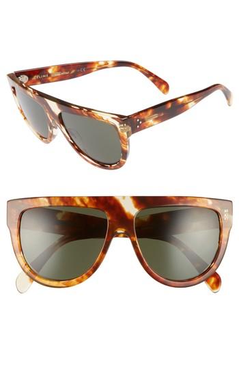 Women's Celine Aviator Sunglasses - Striped Cognac Havana/ Green