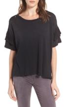 Women's Current/elliott The Ruffle Roadie Tee - Black