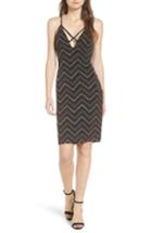 Women's Love Nickie Lew Metallic Chevron Stripe Midi Dress - Black