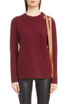 Women's Loewe Leather Strap Detail Wool Sweater - Red