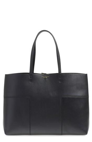 Tory Burch 'block-t' Leather Tote - Brown