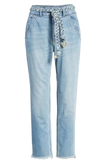 Women's Free People Tie Belt High Waist Slim Straight Leg Jeans