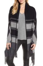 Women's Nordstrom Collection Stripe Cashmere Wrap, Size - Black