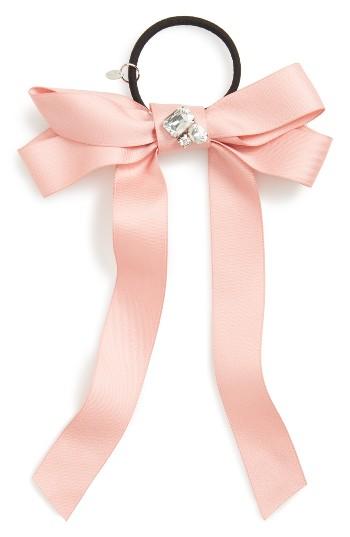 Cara Satin Bow Ponytail Holder, Size - Pink