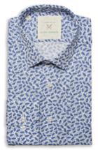 Men's Strong Suit By Ilaria Urbinati Edmond Slim Fit Feather Print Dress Shirt .5r - Blue
