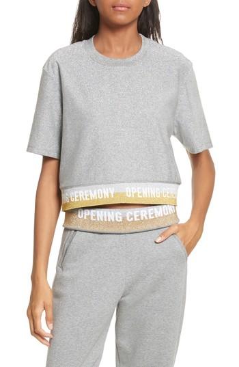 Women's Opening Ceremony Elastic Logo Crop Tee - Grey