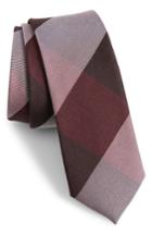 Men's The Tie Bar West Bison Plaid Wool & Silk Skinny Tie, Size - Burgundy