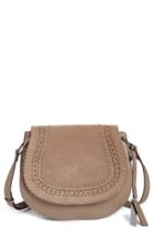 Vince Camuto Kirie Suede & Leather Crossbody Saddle Bag - Grey