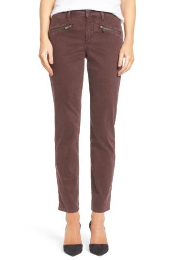 Women's Nydj Zip Pocket Skinny Chinos - Burgundy