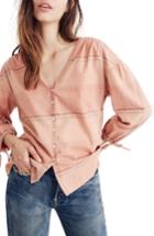 Women's Madewell V-neck Tie Sleeve Top, Size - Pink