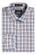 Men's Nordstrom Men's Shop Smartcare(tm) Trim Fit Check Dress Shirt 32/33 - Blue