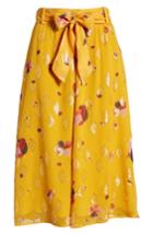 Women's Sezane Arizona Floral & Metallic Silk Blend Skirt Us / 34 Fr - Yellow