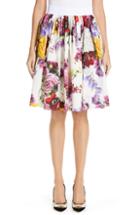 Women's Dolce & Gabbana Floral Print Cotton Poplin Skirt Us / 38 It - White