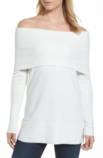 Women's Halogen Convertible Neck Sweater, Size - Ivory