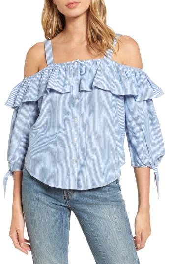 Women's Love, Fire Ruffle Off The Shoulder Blouse - Blue