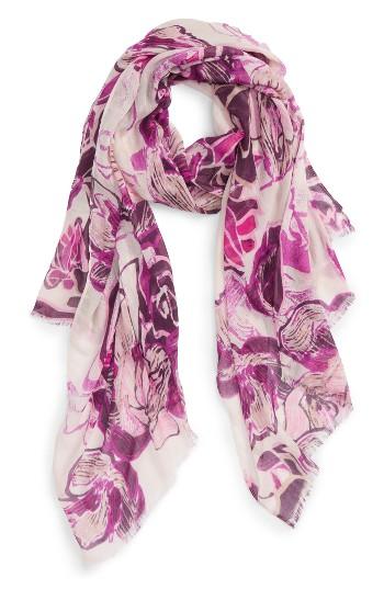 Women's Halogen Urban Blooms Scarf, Size - Purple