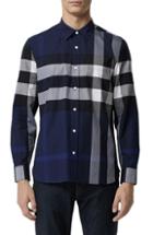 Men's Burberry Windsor Check Sport Shirt - Blue