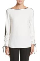 Women's Lafayette 148 New York Georgina Matte Silk Blouse, Size - White