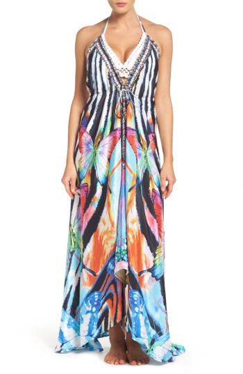 Women's Asa Kaftans Tortuga Cover-up Maxi Dress, Size - Blue