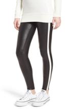 Women's Spanx Side Stripe Faux Leather Leggings - Black