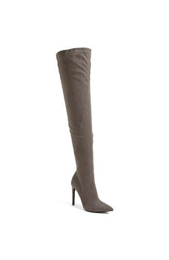 Jeffrey Campbell 'essie' Over The Knee Stretch Boot Womens Grey Stretch Suede