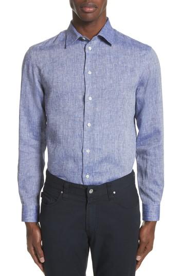 Men's Emporio Armani Regular Fit Chambray Sport Shirt - Blue