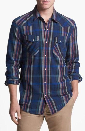 Public Opinion Plaid Flannel Western Shirt Jet Black Plaid