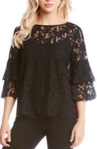 Women's Karen Kane Lace Ruffle Sleeve Top - Black