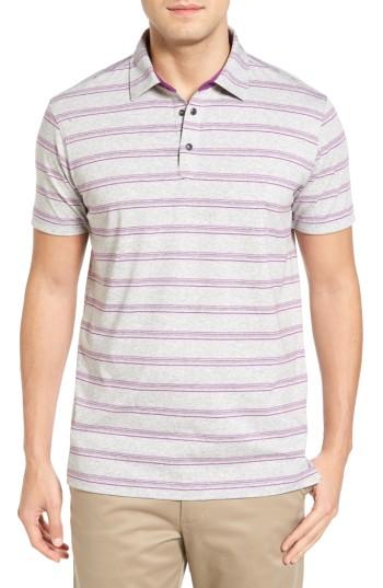 Men's Bobby Jones Shadow Stripe Stripe Pique Golf Polo - Grey