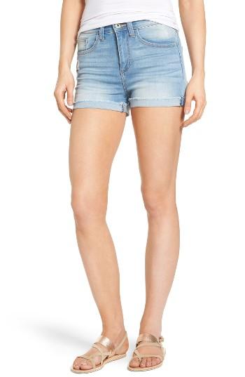 Women's Sp Black High Waist Cuffed Denim Shorts - Blue